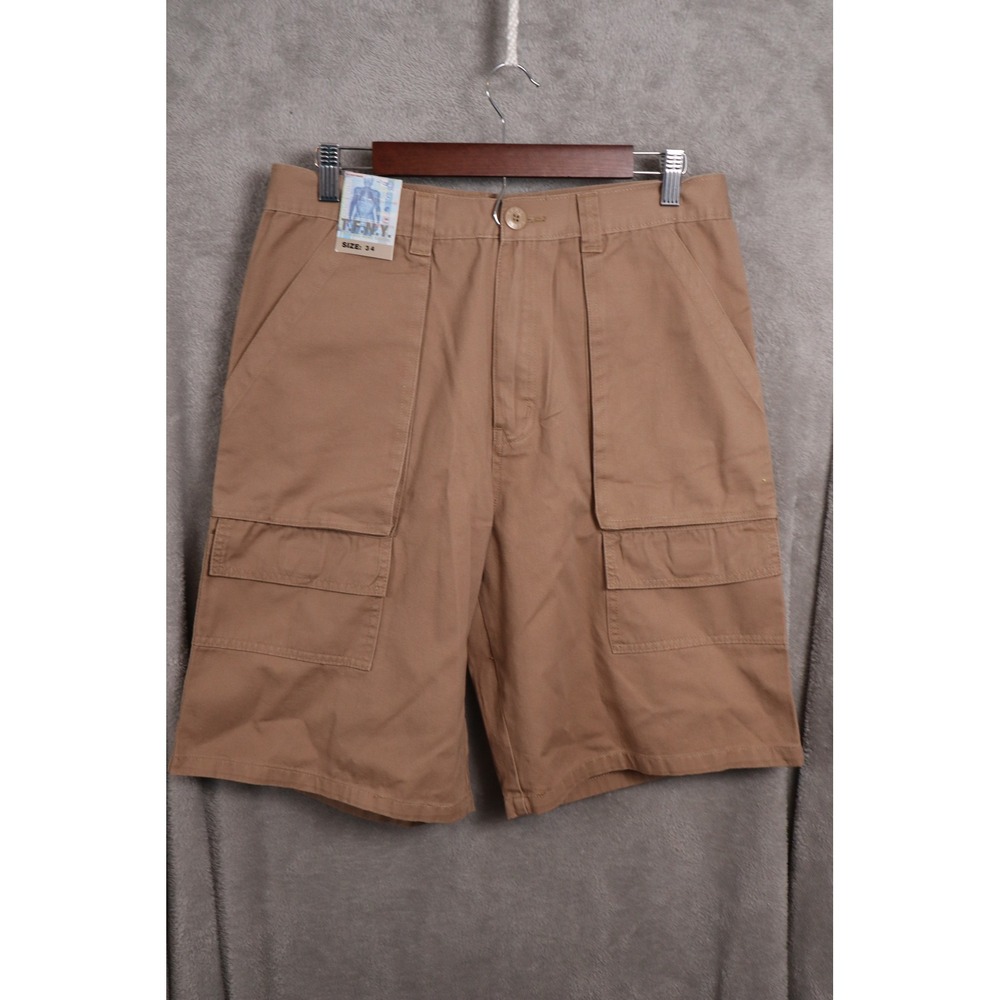 T.F.N.Y. The Full Nine Yards Men's Tan Khaki Cargo Shorts Size 34